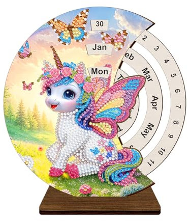 Diamond Painting Kalender Ornamente, Diamant Malerei Weihnachtsdeko rotierender Kalender, Diamant Painting Tischkalender Tischdeko ewiger Kalender Weihnachten Deko Set (W)