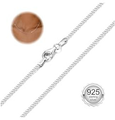CASSIECA Kette Silber 925 Damen Silberkette Damen 925 Ohne Anhänger Panzerkette 1.5 MM Halskette Silber Ketten für Frauen Mädchen 46CM