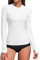ATTRACO Womens UV Rash Guard Long Sleeve Zip Up UPF 50+ Swim Top Swimming Shirts Swimwear S