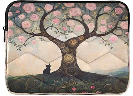 Whimsical Tree Pink Roses Laptoptasche, 15 Zoll Laptoptasche Laptoptaschen für Frauen, Computerhüllen für Laptops