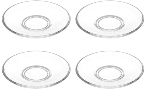 Petites assiettes en verre, 4pcs Plaques en verre transparent 3,5 pouces Plaques de verre rondes de 3,5 pouces lavables réutilisables multi-usage soucoupe pour thé, dessert, collation, assiette de ve