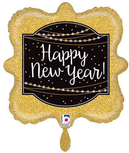 NEU Folienballon Happy New Year Glitter, gold, 35x35cm
