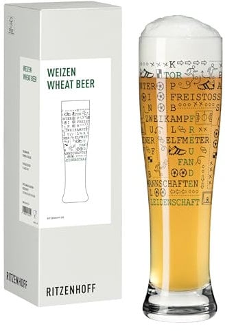 RITZENHOFF 8163001 Weizenbierglas 500 ml - Serie Fußball, Nr. 1- mit Motiven und Fußball-Fachbegriffen, schwarz