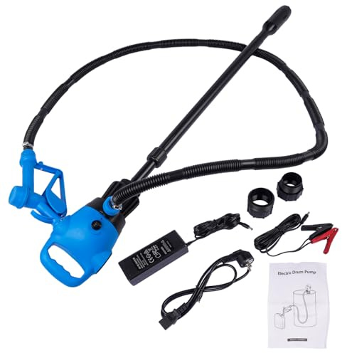 Elektrische Fasspumpe 12 V DC/ 230 V AC Kompatibel mit AdBlue Diesel, Öl & Wasser Förderpumpe für 205L Fässer 20L/Min Durchfluss Hopzty