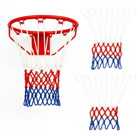 pawpoem 2 Stück Basketballnetz, Basketball Profi Ersatz Netz, Robustes Basketballnetz Outdoor Mit 12 Schlaufen Aus Polyester, für Basketballkorb Netz Standardgröße, Langlebig