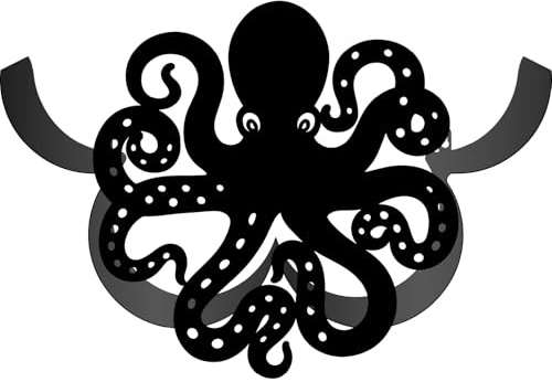 CREATCABIN Octopus Toilet Paper Holder Wall Mount Black Iron Toilet Tissue Holders Shelf Sea Ocean Animal Decorative Metal Paper Roll Storage Organizer for Bathrooms Farmhouse Decor 14.4 x 9.8 Inch