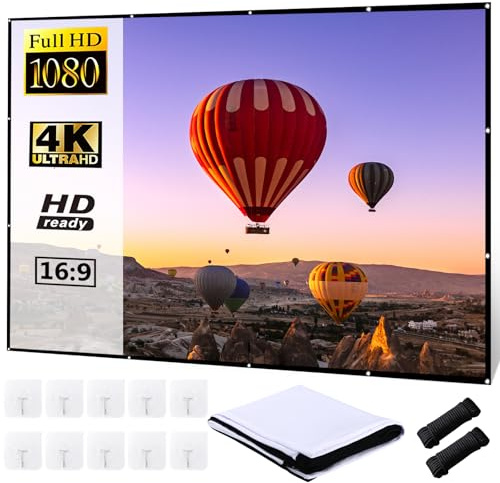 Beamer Leinwand 100 Zoll, Leinwand Beamer 16: 9 HD Projector Screen | 221 x 125 cm Anti-Falten Projektionsleinwand Tragbare Projektor Leinwände für Outdoor Camping Zuhause