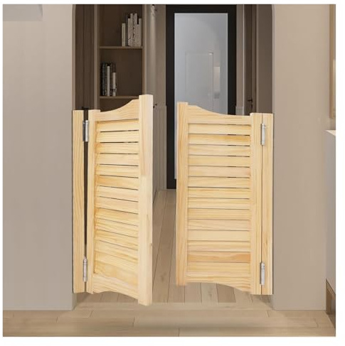 Portes de salon café en bois massif robustes avec fermeture automatique | intérieures battantes élégantes for cuisines et cafés(Natural,120x120cm)