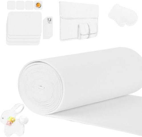 CIOXSOIO Filz Meterware 30cm×300cm×3mm, Filzrolle Filzstoff zum Basteln, Polyester Bastelfilz für DIY Aufbewahrungstasche Filzunterlage Patchwork Nähen Basteln Handwerken Dekoration, Weiß