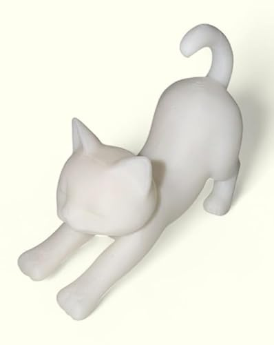 Generisch 3D gedruckte Katze – Dekofigur im Yoga-Stretch Design | Minimalistische Katzenfigur aus Kunststoff | Handgefertigt & modern | Perfekt für Zuhause, Büro oder als Geschenkidee