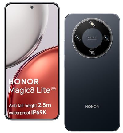 HONOR Magic8 Lite Smartphone 5G, AI Camera 108MP, 7330mAh Batterie, 8GO 512GO Telephone Portable, Écran de 6,79 Pouces, Qualcomm Snapdragon 6Gen4, 2,5m Anti-Chute, IP69K IP68, Noir