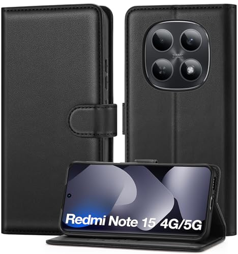 ivencase Handyhülle für Xiaomi Redmi Note 15 5G/4G Hülle, Schwarz | PU Leder Schutzhülle [RFID-Blockierung] Kartenfach Flip Wallet Case für Xiaomi Redmi Note 15 5G/4G