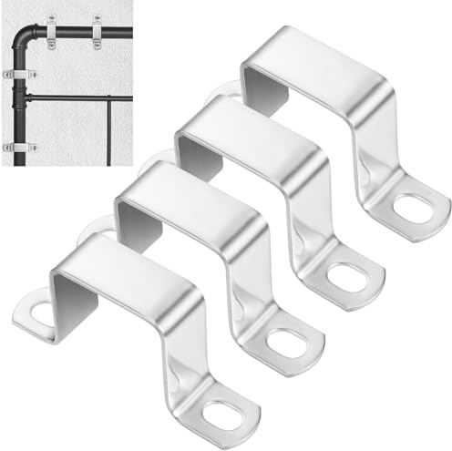 DECOMELODY 4 Stück Edelstahl Rohrschellen U förmige Vierkant Klemmen 1,5x1,5 Zoll Metallrohrhalter für Industrie und Heimwerker