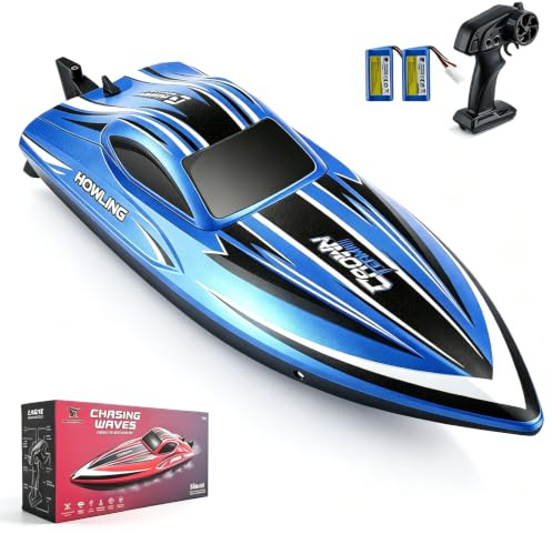 VeftBltrem Fernbedienung Boot RC 35 km/h – RC Boot 41 cm Hochgeschwindigkeit, 2.4 GHz, Wasserdicht, Selbstaufrichtung, Niederspannungs- & Reichweitenalarm, Ideal für Pool, See und Meer