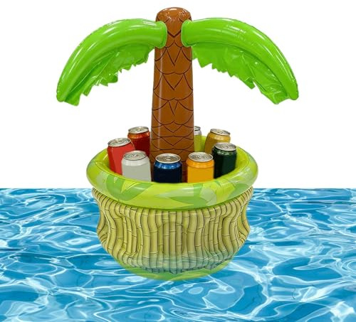 Palma gonfiabile – Secchiello portatile galleggiante – Contenitore refrigerante gonfiabile con palme | Per piscina, feste in giardino – per birra, spumante, caffè