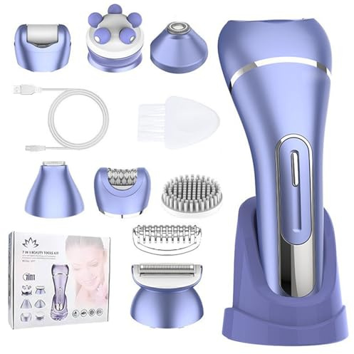 7 In 1 Epilierer damen Rasierer Damen, IPX7 Wasserdichter Intimrasierer für frauen, Damenrasierer Elektrisch mit Led-Anzeige Bikini trimmer damen intimbereich für Bikini Achseln Beine