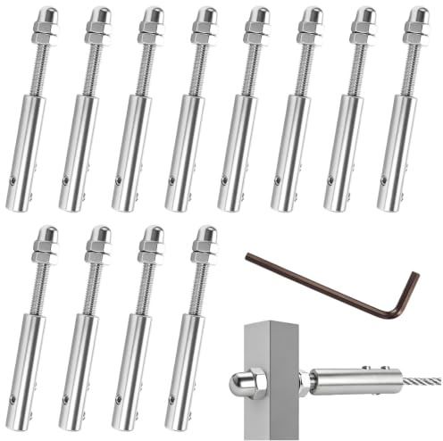 12 Pièces Tendeur Cable Inox pour Cable Inox 4mm, avec Clé Allen | Tendeur de Câble Métallique pour Câbles en Acier sur Garde-corps et Clôtures