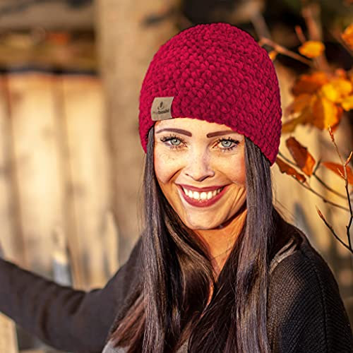 myboshi Häkelset Mütze Gero, inkl. Samt Wolle, Nadel und Anleitung, Häkelpaket, 100% Chenille-Garn Ara -Rot, mit Häkelnadel