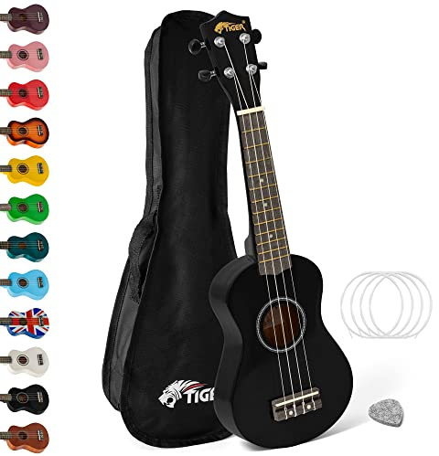 TIGER Principianti e Ukulele Soprano, Ukulele e Borsa, Nero