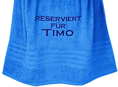 Lashuma Badetuch 70x140 London, Duschtuch Blau – Capri, Stick Reserviert für Name, Liegetuch