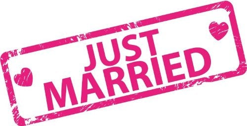 Just Married Wedding Grunge Stamp Hochwertigen Auto-Autoaufkleber 12 x 8 cm