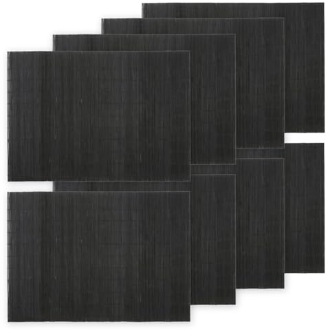 BambooMN Bamboo Placemat/Sushi Rolling Mat - 18.75 x 13 - Black, 8 pcs