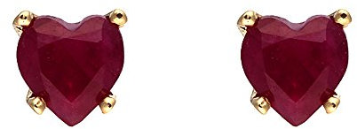 Ivy Gems 9ct Yellow Gold Ruby Heart Stud Earrings