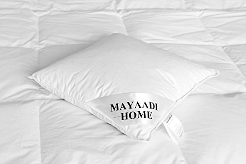 Mayaadi-Home Kopfkissen 40x40 cm | 300g Füllung, 70% Daunen 30% Federn | 100% Natur Bezug aus Baumwolle | Optimales Kissen zum Schlafen | HS2 Daunenkissen