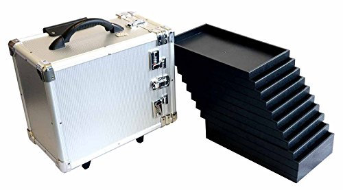 Jewellers Shop Sales Rep Aluminium Wheeled Travel Storage Display Case with 12 Trays (BD8617)