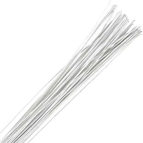 Culpitt 28 Gauge White Florist Wires, Paper Covered Wire For Cake Decorating, Sugar Flowers, Sprays - 36 cm x 50 Pack