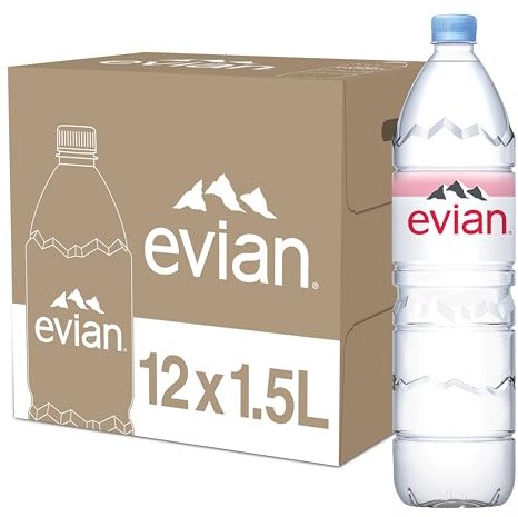 Evian Natural Spring Water, 1.5 L bottle (Pack of 12)