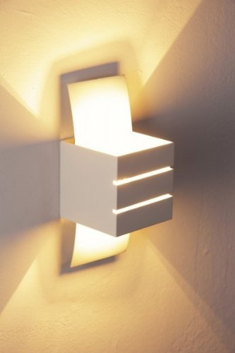 Wandleuchte Baku, Wandlampe aus Metall in Weiß, Wandspot 1-flammig, 1 x G9, Wandstrahler mit Up&Down-Effekt, ohne Leuchtmittel