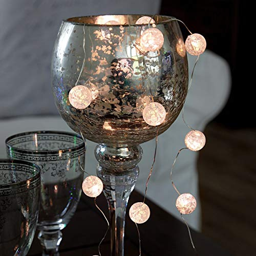 NETPROSHOP 15x LED Batterie Lichterkette Marble Balls Kugeln mit Timer Indoor