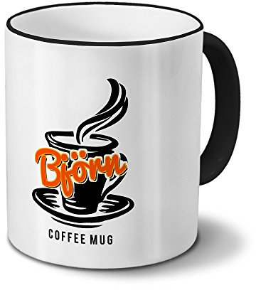 digital print Tasse mit Namen Björn - Motiv Coffee Mug - Namenstasse, Kaffeebecher, Mug, Becher, Kaffeetasse - Farbe Schwarz