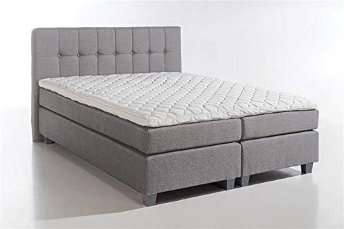 Furniture for Friends Möbelfreude Doluna Boxspringbett Venezia Hellgrau 220x200 cm H3 mit Füßen inkl. Visco-Topper, 7-Zonen Taschenfederkern-Matratze