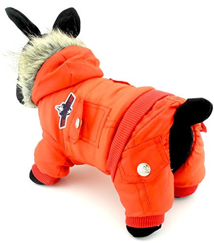 Zunea Overall Schneeanzug mit Kapuze für Kleine Hunde Wasserdichter Wintermäntel Fleece Warm Kapuzenpullis Haustier Welpen Kleidung Chihuahua Yorkie Katzen Hundebekleidung Rot S