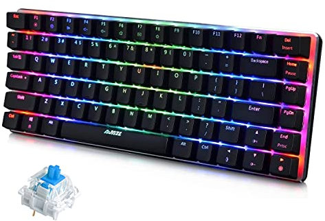 FELiCON x AJAZZ AK33 Tastiera da Gioco Meccanica Cablata USB, Blue Switch 80% Gaming Keyboard con Retroilluminazione LED RGB Chroma Compatto a 82 Tasti QWERTY Anti-ghosting per PC, Laptop, Mac-Nero