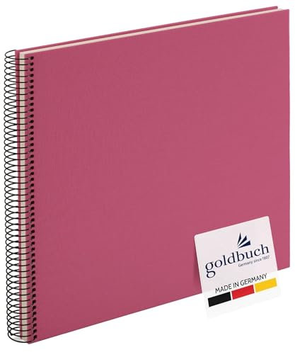 goldbuch 25 608 Spiralalbum Bella Vista, Foto Album 35 x 30 x 1,5 cm - Spirale ⌀ 2,8 cm, Fotoalbum, 40 weiße Seiten, Erinnerungsalbum Leinen, Fotobuch für Bilder und Fotos zum Einkleben, Fuchsia