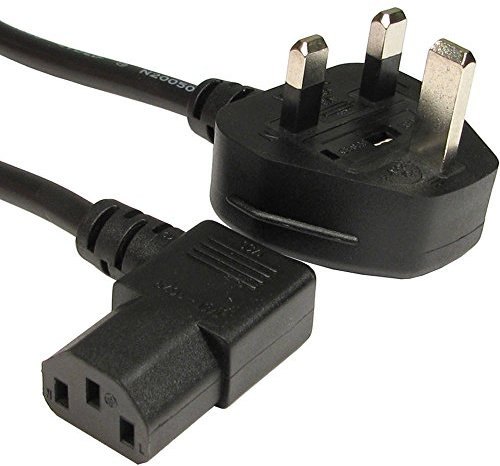 121AV 2 Meters 90 degree power cable (IEC320C13R to BS1363) Right Angle Kettle lead