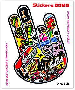 4R Quattroerre.it 6121 Sticker Bomb Aufkleber Hand 2-1, 10 x 12 cm