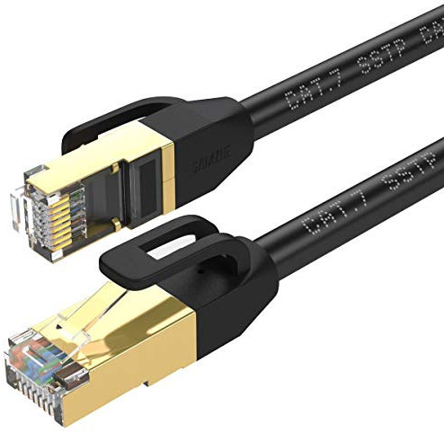 Cat7 Ethernet Cable 1.5M, cat 7 Patch Cord Gigabit Network lan cable high speed 10gbps gold plated RJ45 connector for Modem router Patch panel computer laptop TV box (1.5M, Black)