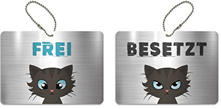KaiserstuhlCard Magnete Türschild BESETZT FREI Schild WC Kinderzimmer Deko Anhänger Wendeschild 14,8 cm x 10,5 cm Katze Symbole