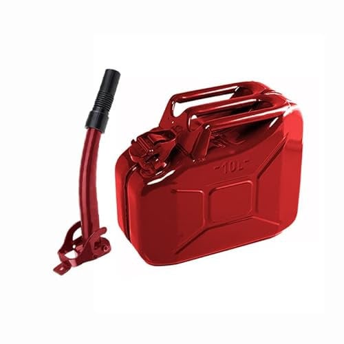 10lt Metallo Rosso Jerry Gerry Lattina + Rosso Beccuccio - Carburante Contenitore Benzina Diesel 10L 10Lt
