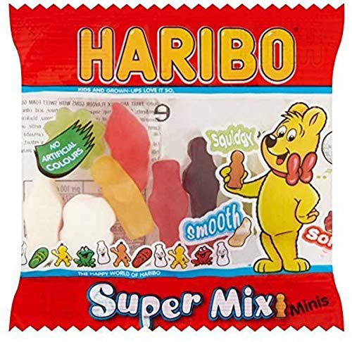 FULL BOX OF HARIBO TREAT SIZE MINIS 100 x 16g BAGS (SUPER MIX)