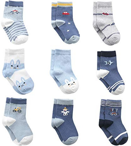 Cotton Coming Cotone Bambino Neonato Calzini ,9 Paia Carino Bambino Calzamaglie Neonati, Calzini per bambino(1-3 anni,EU19-22)