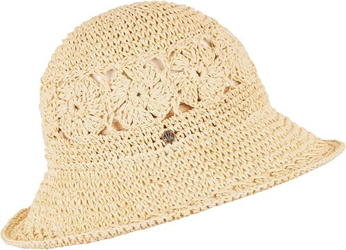 LOEVENICH modischer Damen Glockenhut mit gehäkeltem Boho-Muster aus Papier in One Size - atmungsaktiv und biegsam White Pepper