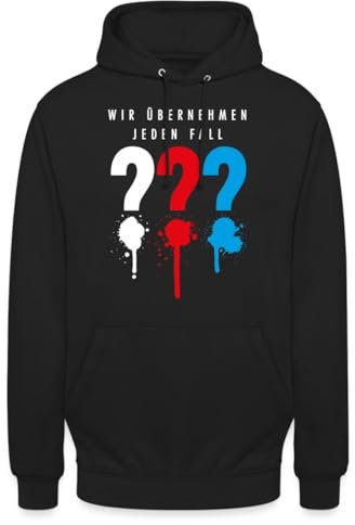 Spreadshirt Die DREI Fragezeichen Wir Übernehmen Jeden Fall Unisex Hoodie, L, Schwarz