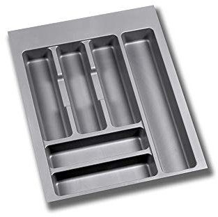Emuca - Organizzatore di posate, organizzatore cassetto cucina, vaschetta portaposate, 6 scomparti, modulo 45 cm, plastica, Grigio