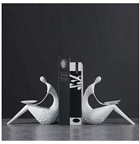 Nordic Kreative Bookends Resin Kerzenhalter Buchhalter Desktop-Schreibtisch-Organisator Ständer Regal Home Office Schule Dekoration (Color : White)