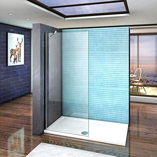 AICA ITALY Parete Doccia Walk-in Con Barra Stabilizzatrice Angolare 45cm Vetro Temperato Anticalcare 6mm Misura 85x195cm
